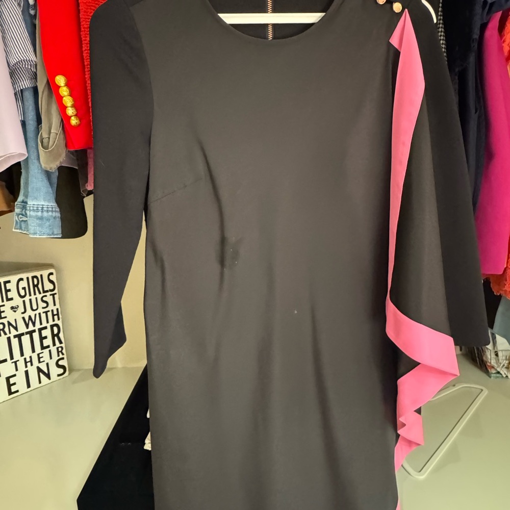 Chic Ted Baker Black Dress with Pink Accents